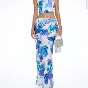 Floral Blue and White Skirt